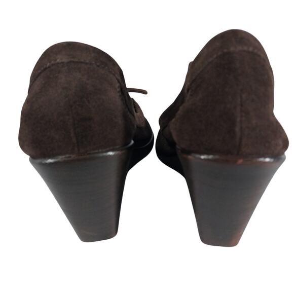 AEROSOLES! ESPRESSO BROWN GENUINE SUEDE LEATHER WEDGE HEELS LOAFERS! SZ 9M - Picture 6 of 10